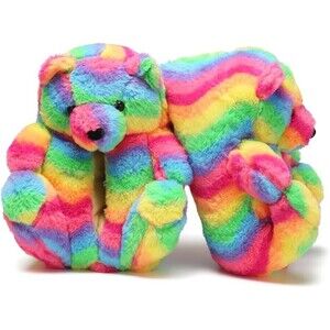 Teddy Bears Slippers  Women Fluffy Shoe Cute House Animal Slippers Fuzzy 6 - 9